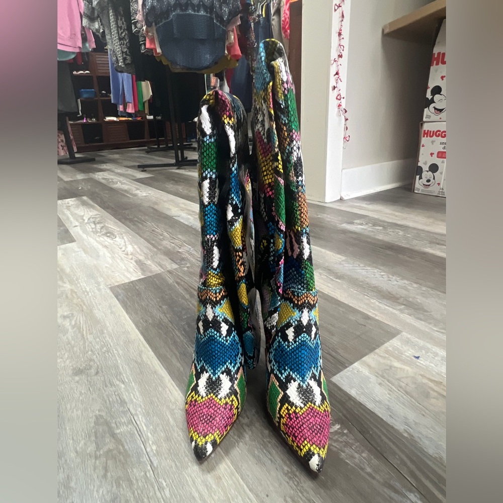 Steve Madden Multicolor Snake Print Heeled Boots